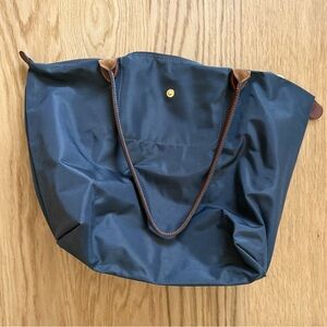 Longchamp Le Pliage tote dark grey with gold